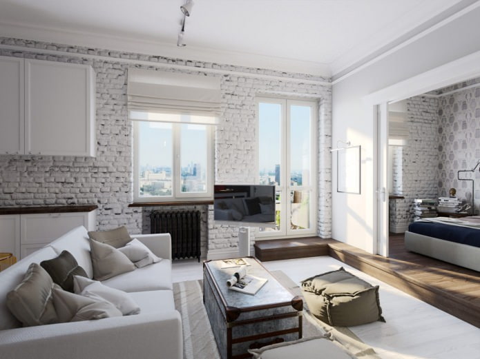White brick in the studio interior