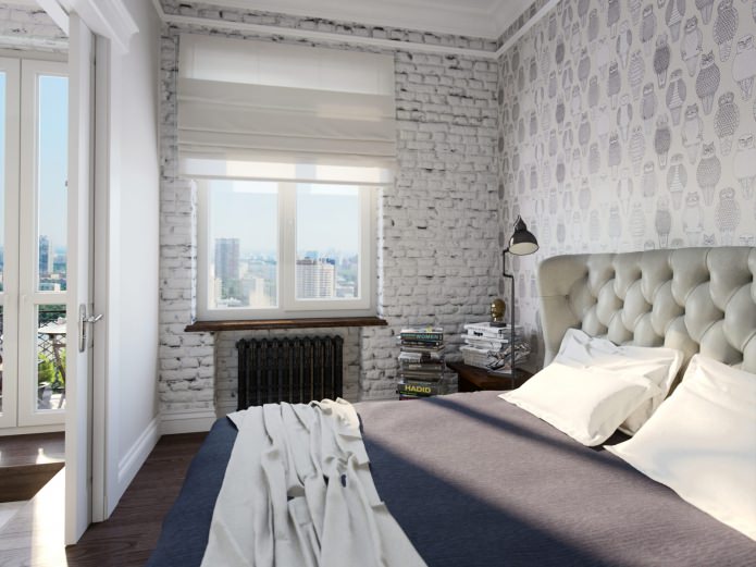 white wallpaper in loft style