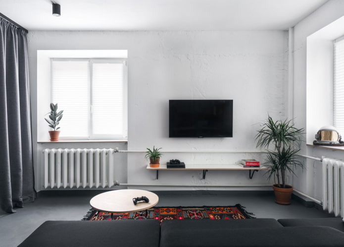 white loft style living room interior