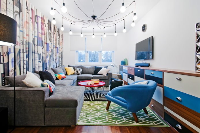 stretch ceiling with a chandelier in interior design