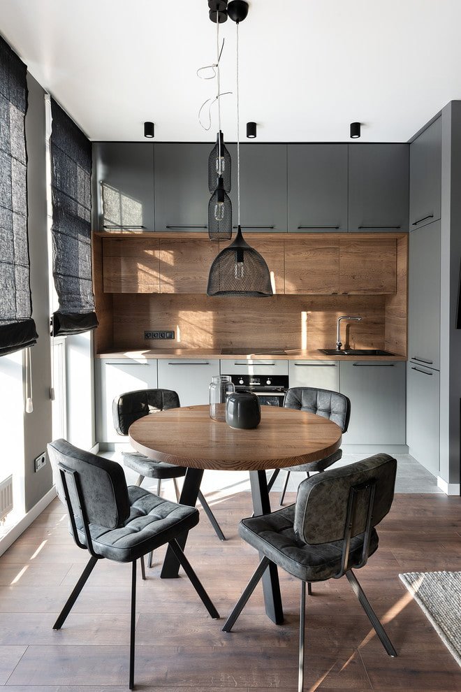 chandelier in the kitchen interior in a modern style