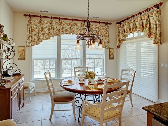 chandelier over the dining table in the kitchen