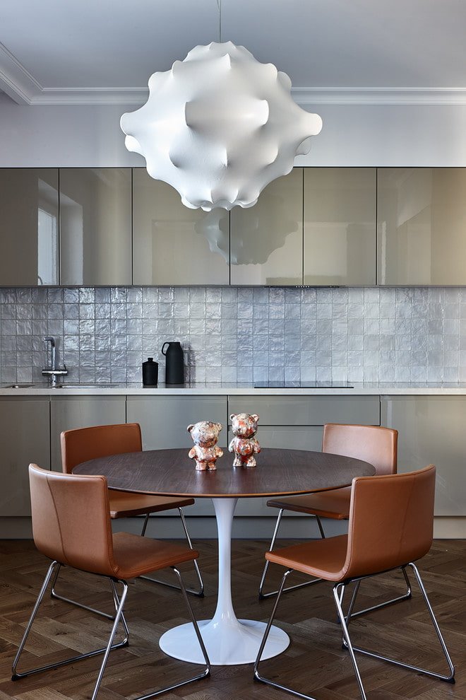 chandelier in the kitchen interior in a modern style