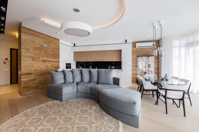 pendant chandelier in the living room-kitchen