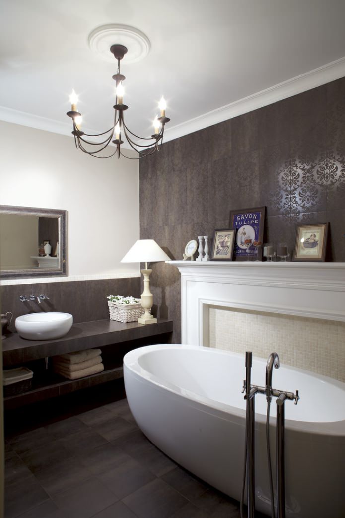forged chandelier in the bathroom