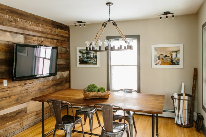 chandelier with loft-style bulbs