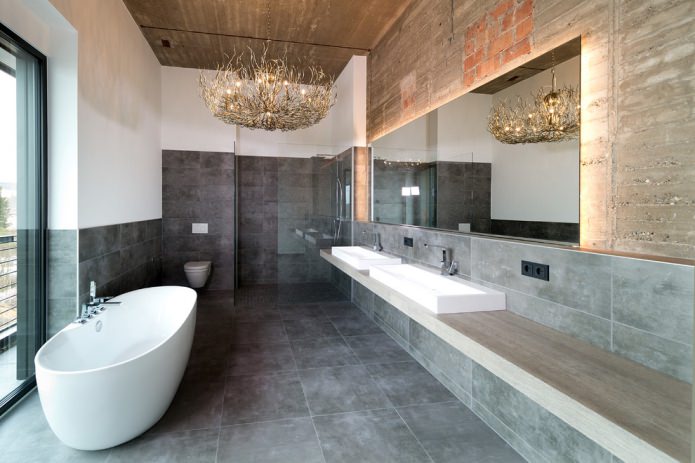 original chandelier in the bathroom