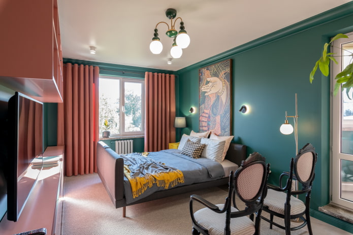 chandelier with three lampshades