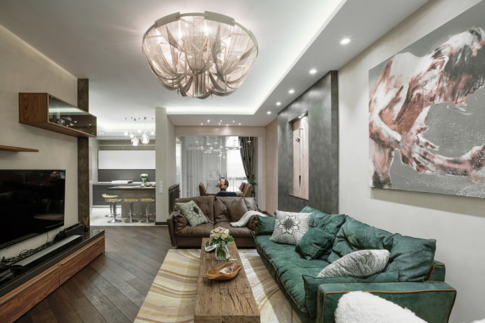 chandelier in the living room interior