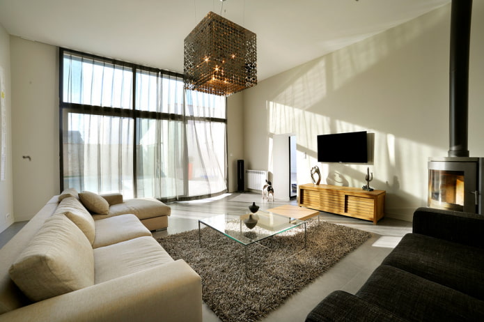 chandelier in the interior of the hall in a modern style