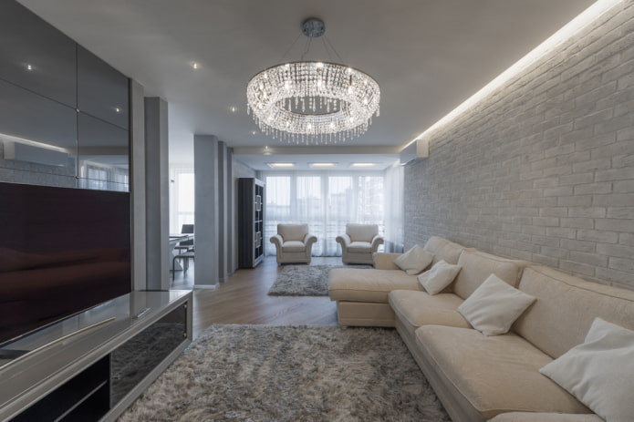 chandelier in the living room interior