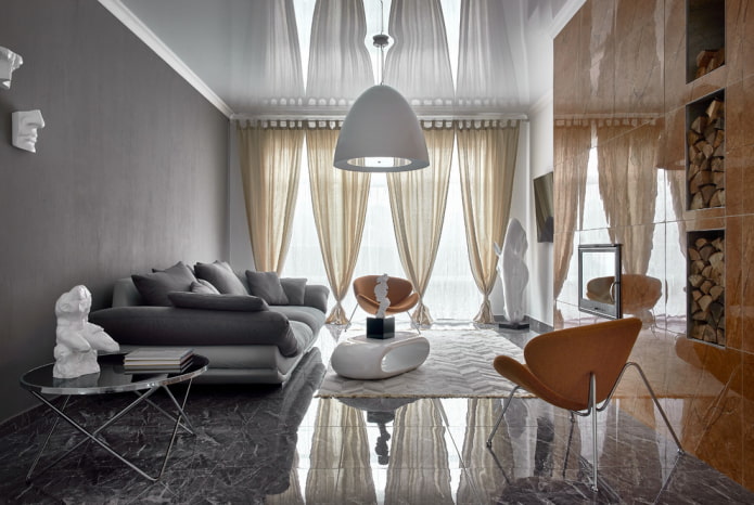 chandelier in the interior of the hall in a modern style