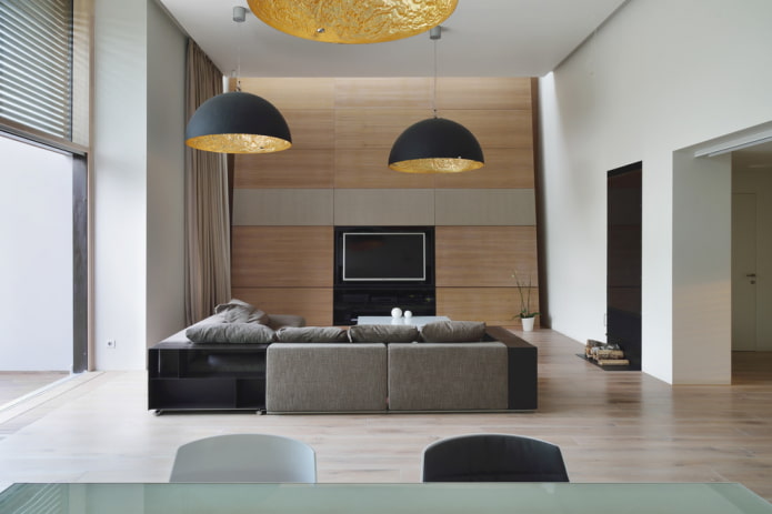 chandelier in the interior of the hall in a modern style