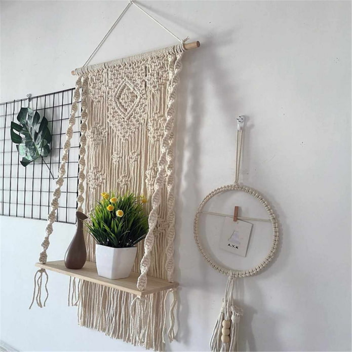 macrame style shelf