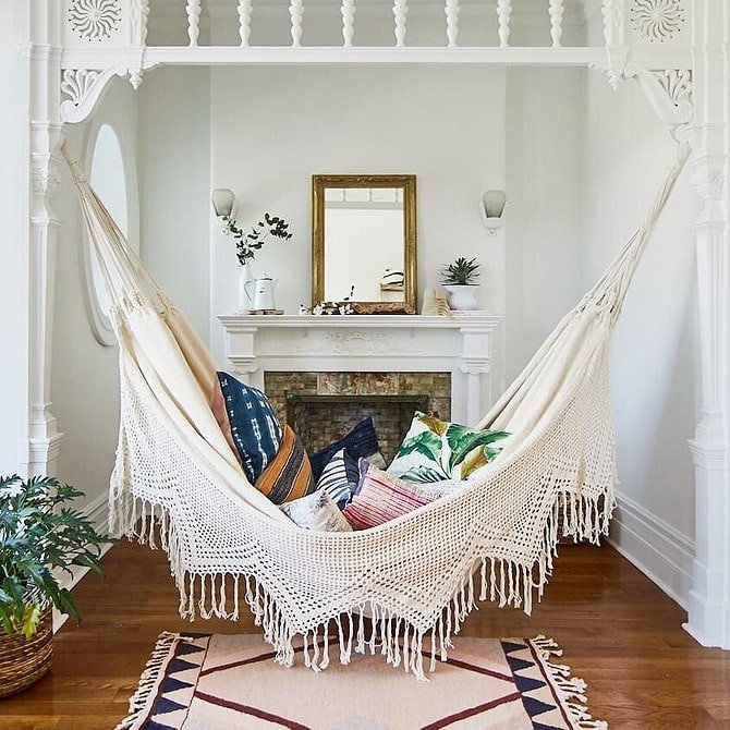 macrame in boho interior