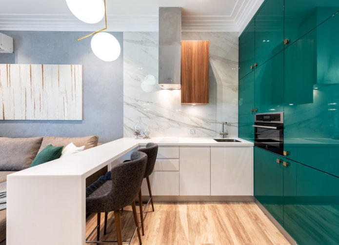 household appliances in the interior of a small kitchen-living room