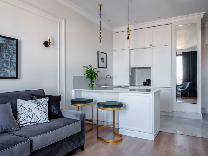interior of a small-sized kitchen-living room
