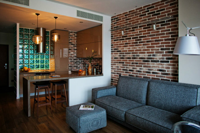 design of a small-sized kitchen-living room
