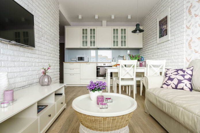 design of a small-sized kitchen-living room