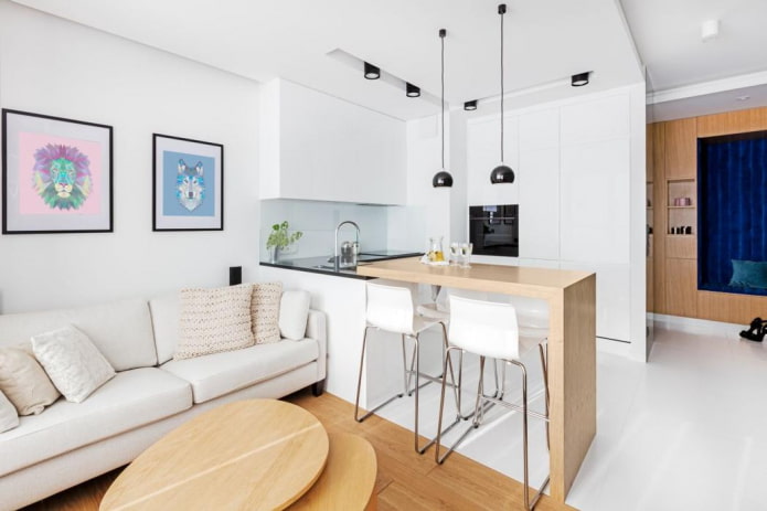 small kitchen-living room design