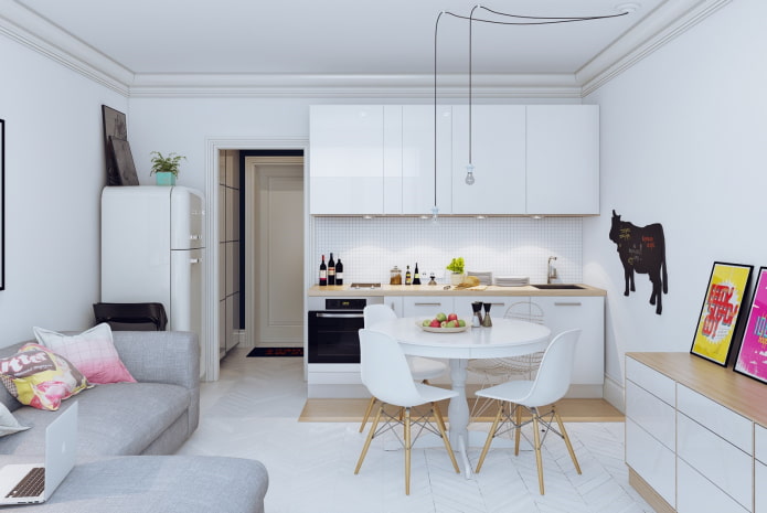 small kitchen-living room design