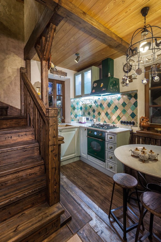 Kitchen in white and brown tones