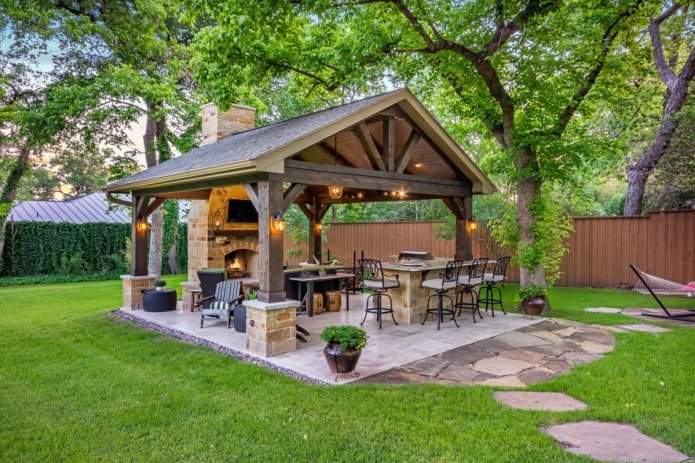 large lounge area with barbecue