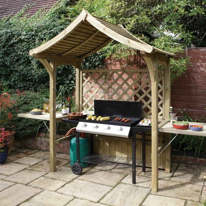 charcoal grill with a tabletop