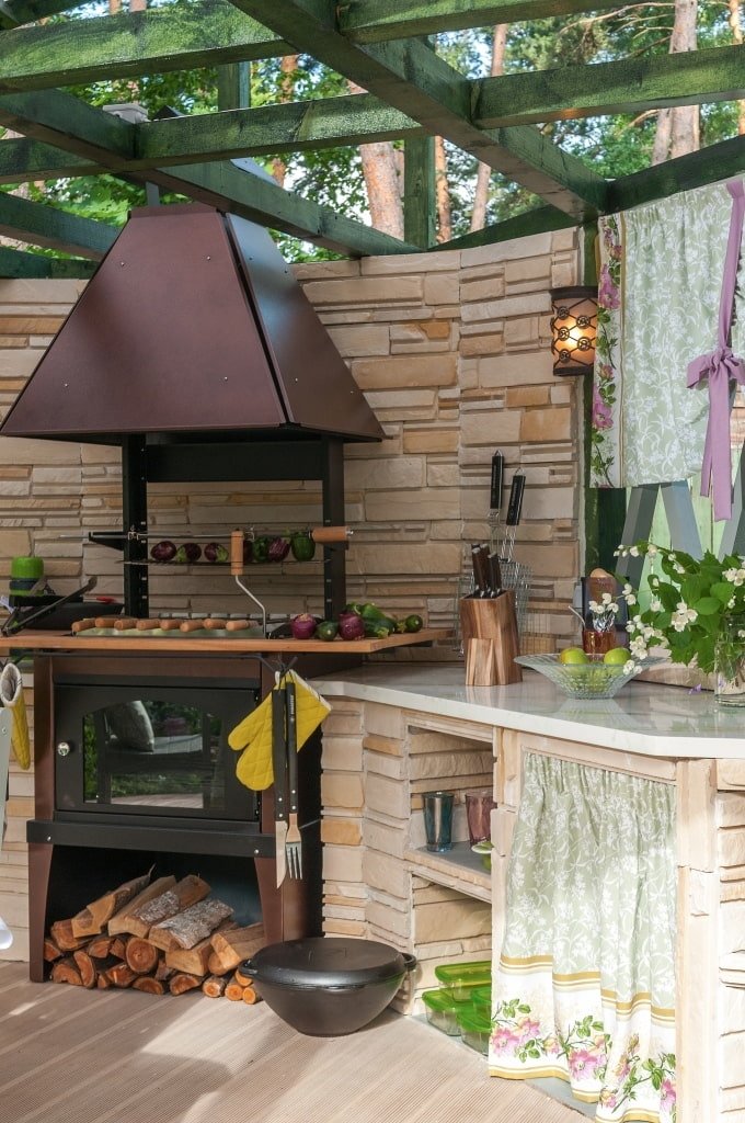 gazebo with a stove