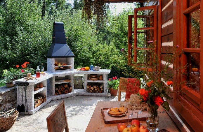 open stove on the veranda