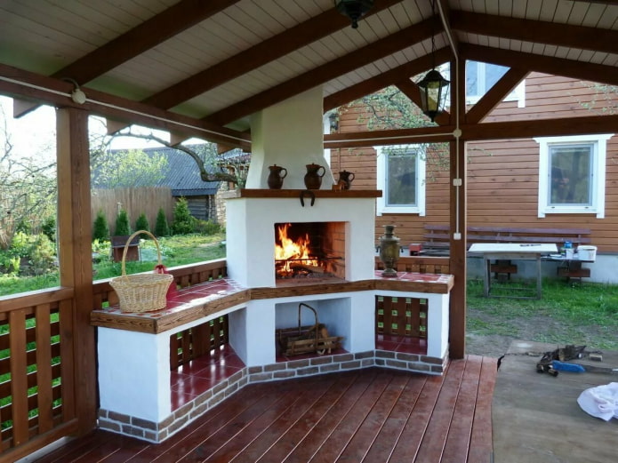 corner stove in the gazebo