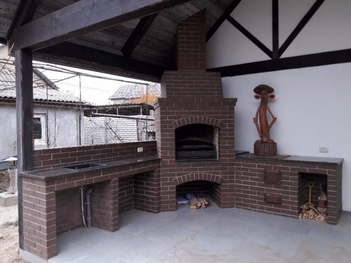 Brick fireplace-barbecue