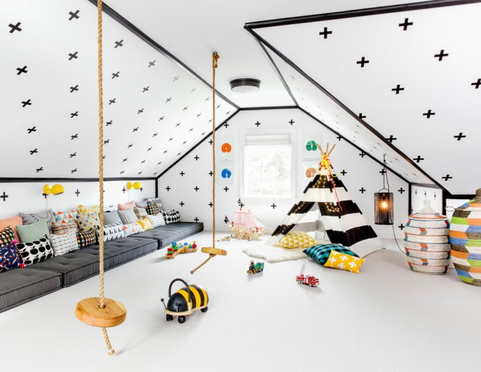 Scandinavian style attic interior
