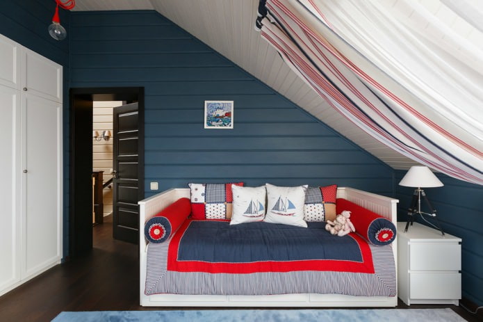 a bedroom for a boy in a marine style