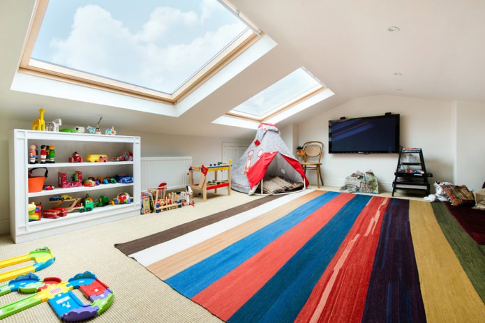 White attic ceiling