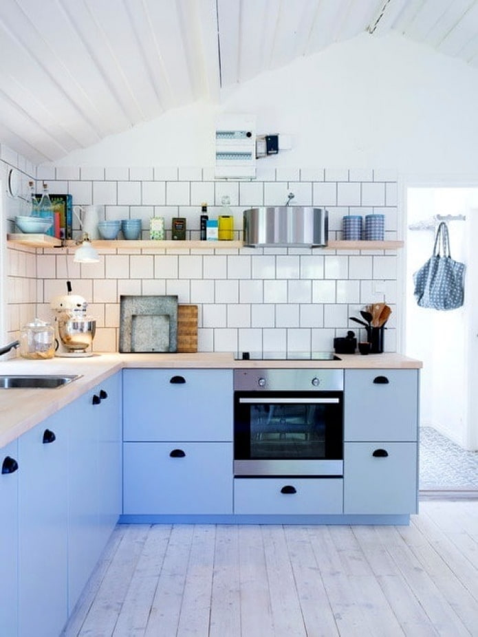 blue matte kitchen