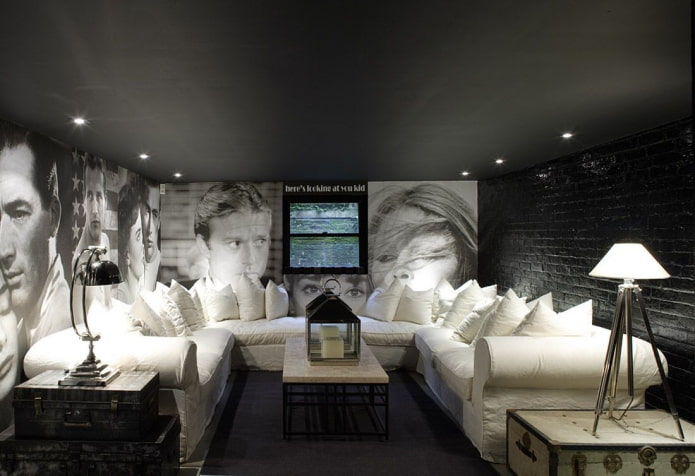 black stretch ceiling in the interior