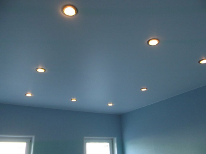 matte stretch ceiling of blue color