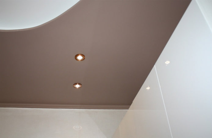 matte stretch ceiling of brown color