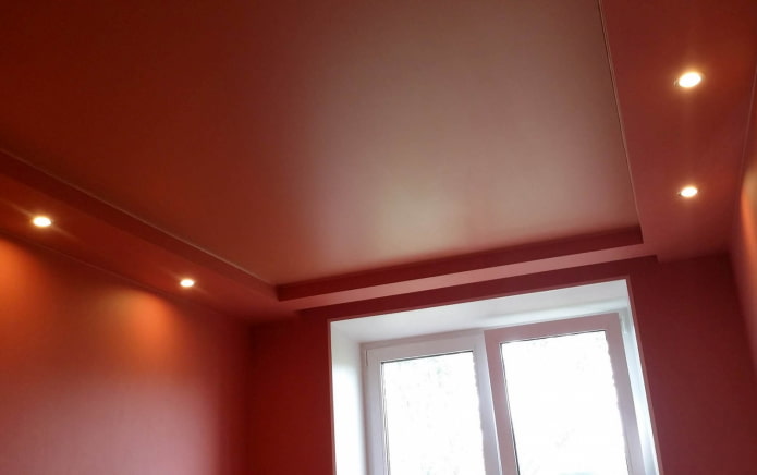 matte stretch ceiling of red color