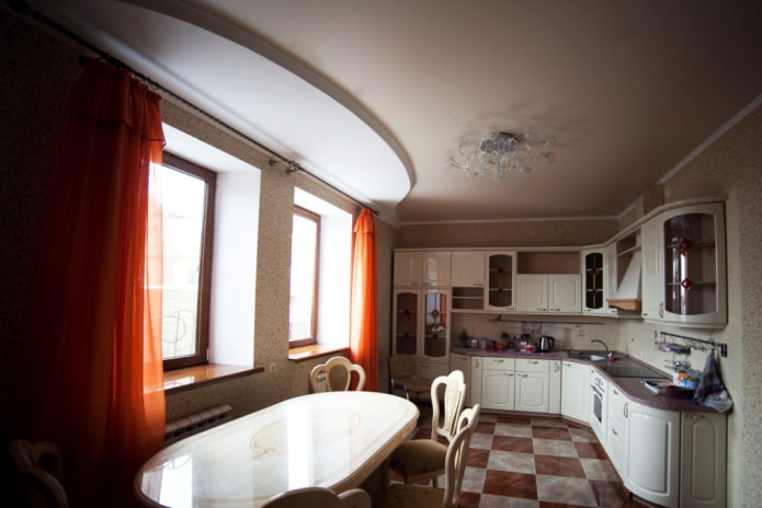 matte stretch ceiling in the kitchen