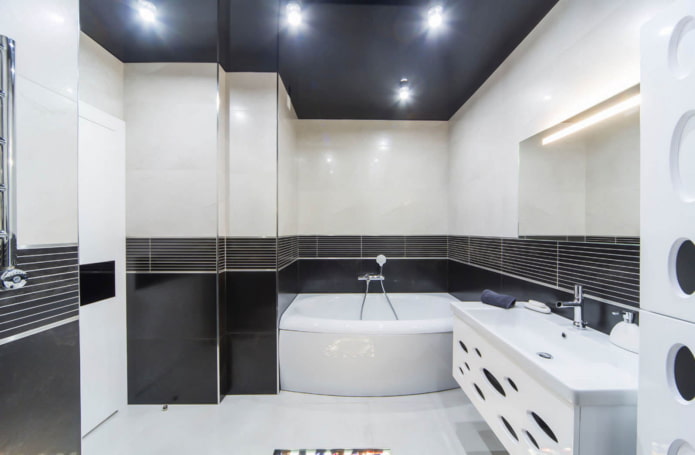 matte stretch ceiling in the bathroom