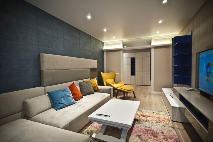 matte stretch ceiling with spotlights