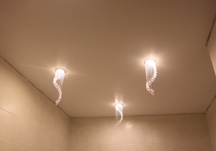 matte stretch ceiling with bulbs