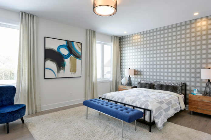 stretched canvas in the bedroom interior