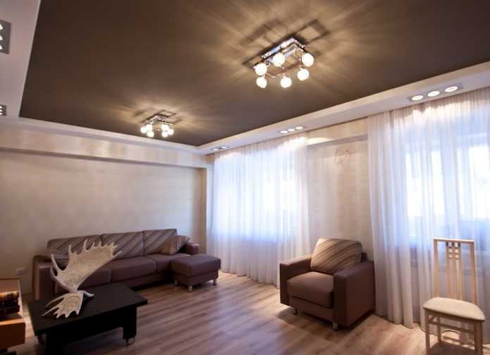 two-level ceiling of white and brown