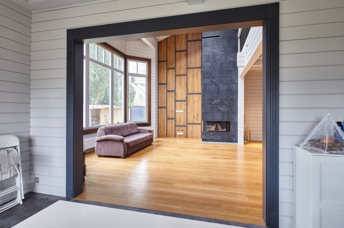 wooden panels in the living room