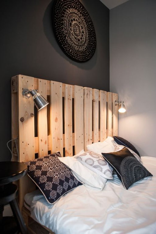 Headboard made of pallets