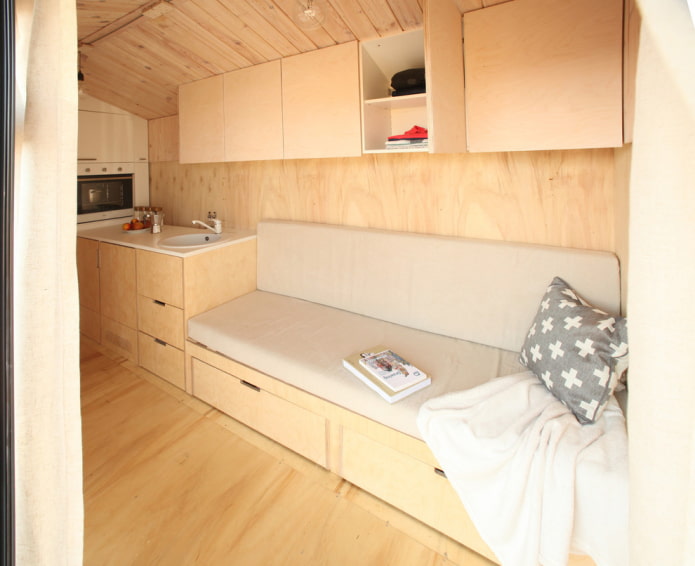 Sofa-cabinet in a mini-kitchen