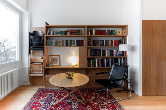 Folding chairs on the wall